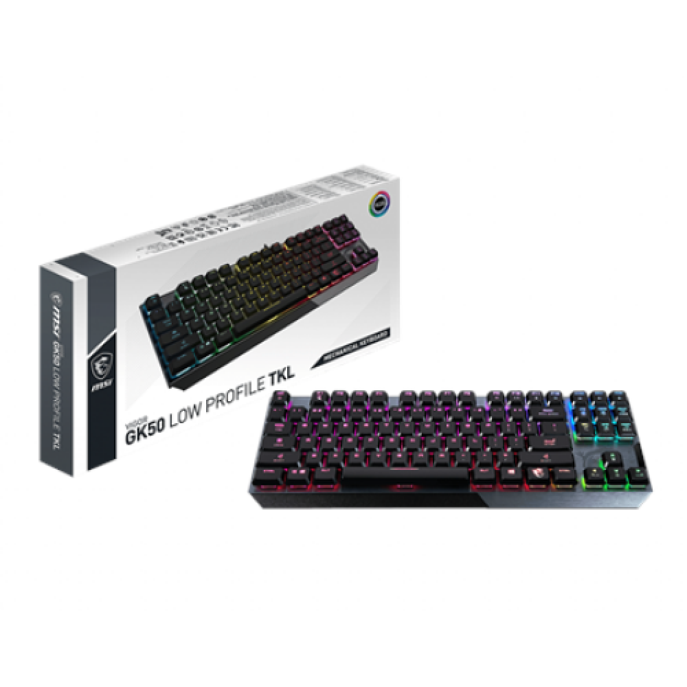 MSI VIGOR GK50 LOW PROFILE TKL Gaming keyboard USB RGB LED light US Wired Black
