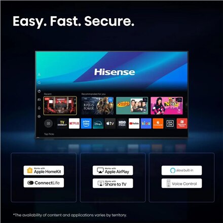 Hisense TV , 50E7S , 50 , Smart TV , VIDAA OS , UHD , Black