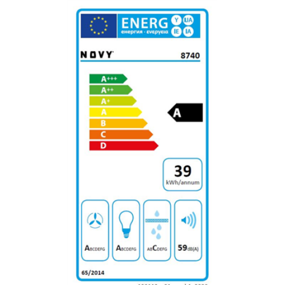 Novy Hood Fusion Pro 8740 Telescopic, Energy efficiency class A, Width 90 cm, 674 m³/h, Touch control, LED, Anthracite