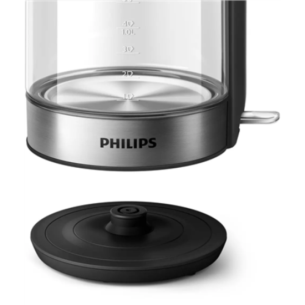 Philips , Kettle , HD9339/80 , Electric , 2200 W , 1.7 L , Stainless steel/Glass , 360° rotational base , Black/Silver