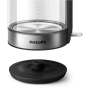 Philips , Kettle , HD9339/80 , Electric , 2200 W , 1.7 L , Stainless steel/Glass , 360° rotational base , Black/Silver