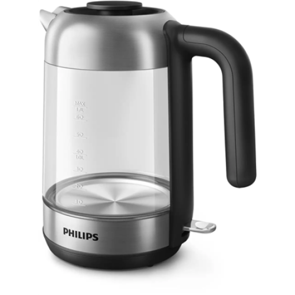 Philips , Kettle , HD9339/80 , Electric , 2200 W , 1.7 L , Stainless steel/Glass , 360° rotational base , Black/Silver