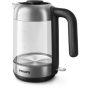 Philips , Kettle , HD9339/80 , Electric , 2200 W , 1.7 L , Stainless steel/Glass , 360° rotational base , Black/Silver