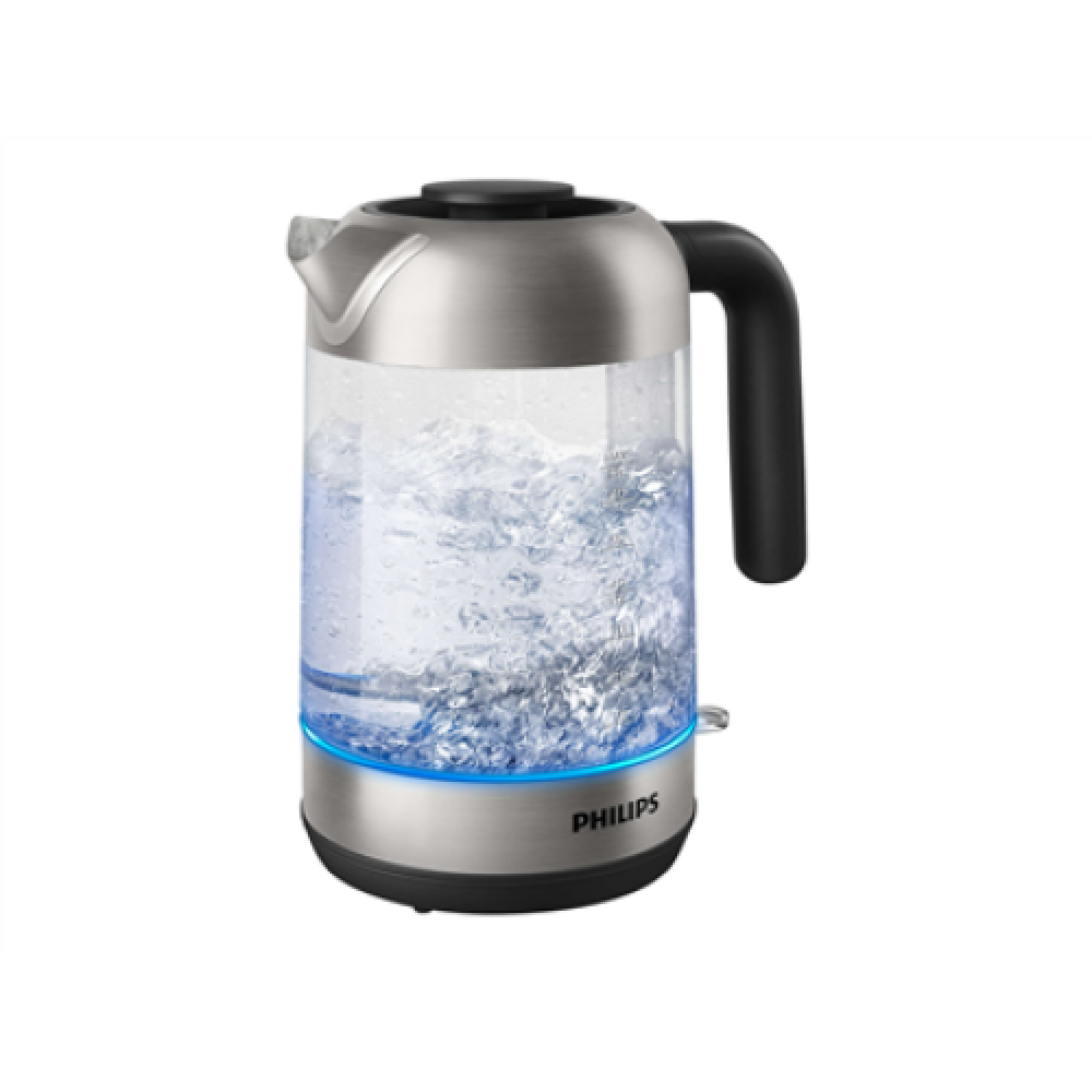 Philips , Kettle , HD9339/80 , Electric , 2200 W , 1.7 L , Stainless steel/Glass , 360° rotational base , Black/Silver