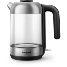 Philips , Kettle , HD9339/80 , Electric , 2200 W , 1.7 L , Stainless steel/Glass , 360° rotational base , Black/Silver
