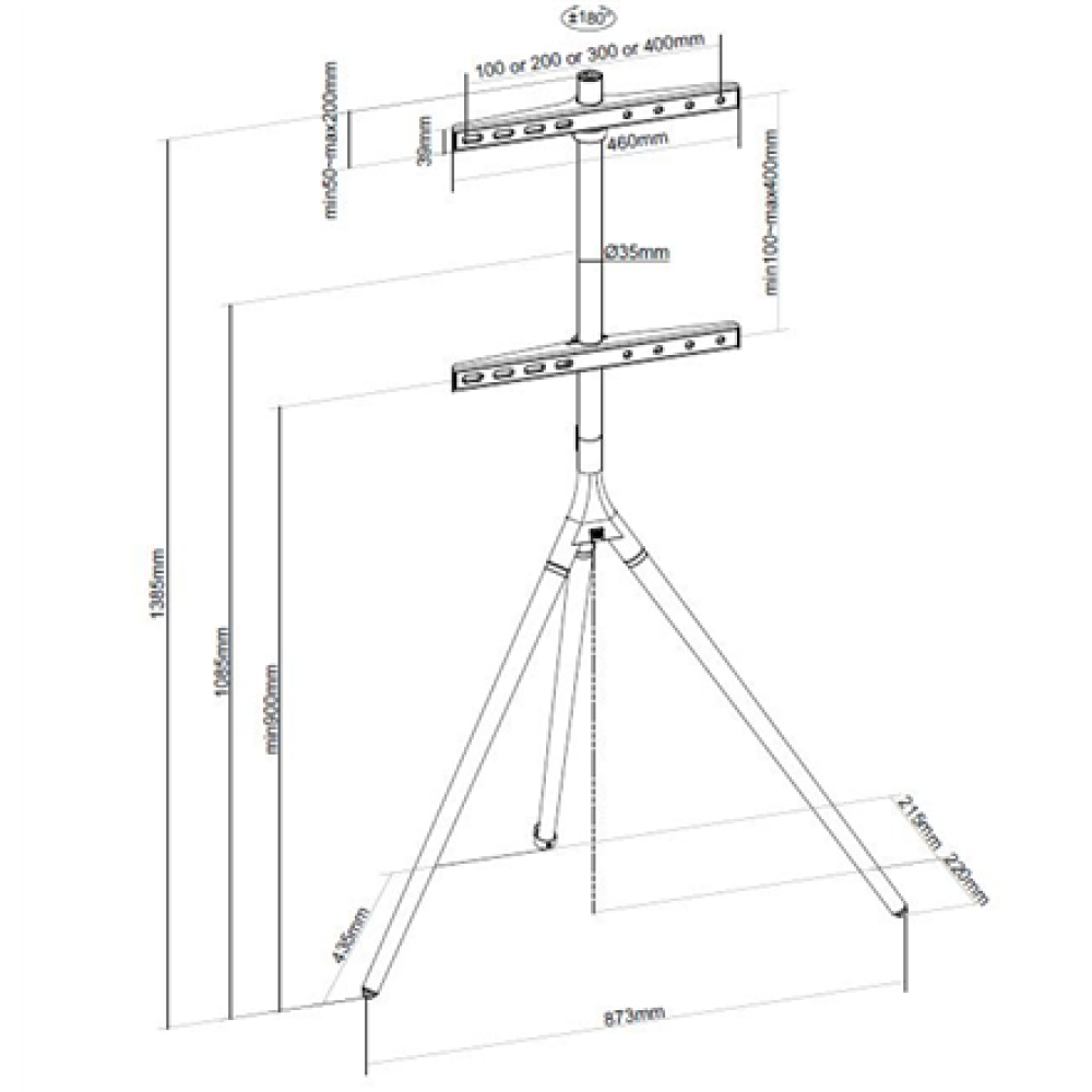 ONE For ALL Floor stand WM 7472 32-65 Turn Maximum weight (capacity) 30 kg Light