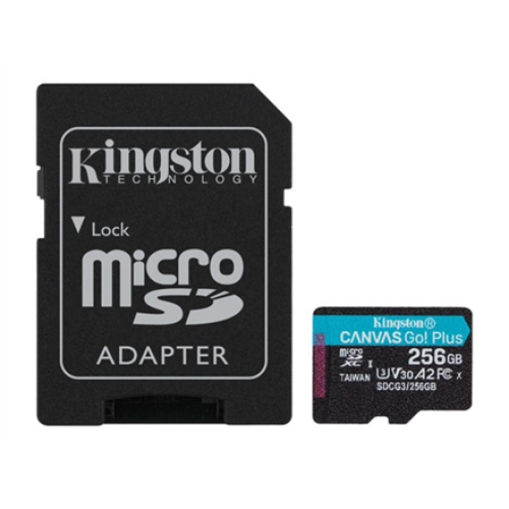 Kingston , microSD , Canvas Go! Plus , 256 GB , MicroSD , Flash memory class 10 , SD Adapter
