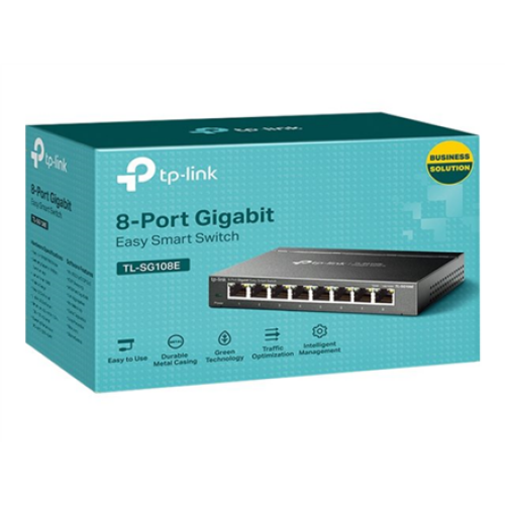TP-LINK , Switch , TL-SG108E , Web managed , Wall mountable , Gigabit Ethernet (copper) ports quantity 8 , Power supply type External , 36 month(s)