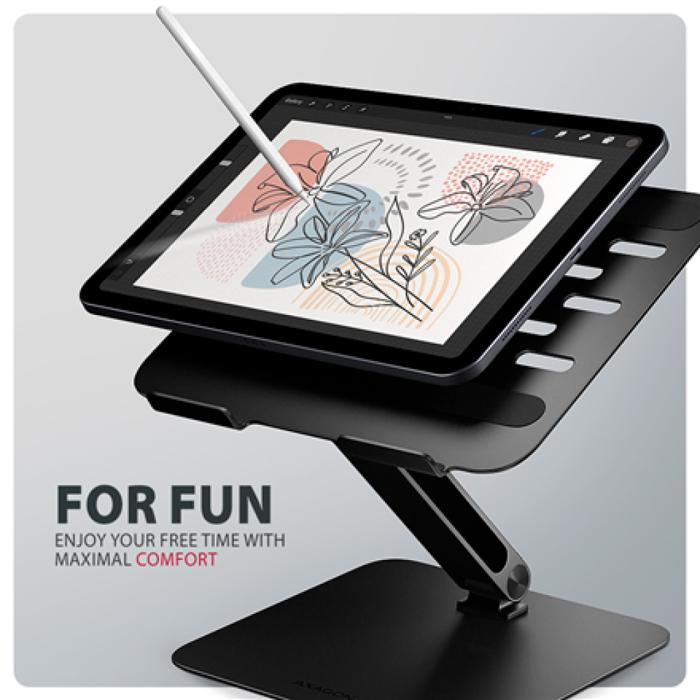 AXAGON STND-LQB stand for notebooks and tablets , Adjustable Height, Angle , 10-17.3 , Maximum weight (capacity) 5 kg , Black