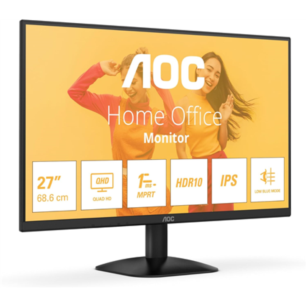 AOC , Q27B35E , 27 , IPS , QHD , 16:9 , 75 Hz , 1 ms , 2560 x 1440 pixels , 300 cd/m² , HDMI ports quantity 1 , Black