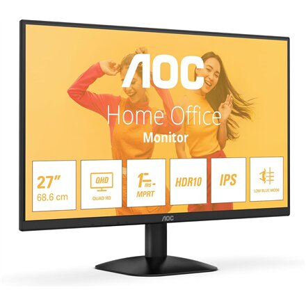 AOC , Q27B35E , 27 , IPS , QHD , 16:9 , 75 Hz , 1 ms , 2560 x 1440 pixels , 300 cd/m² , HDMI ports quantity 1 , Black