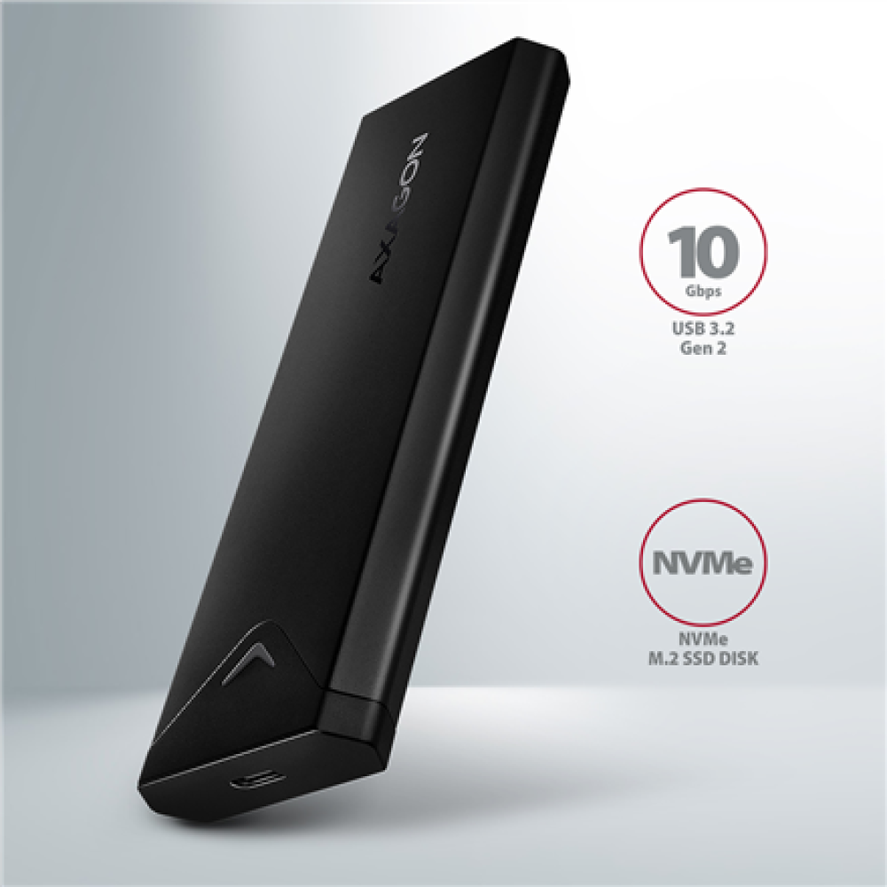 AXAGON External USB-C 10Gbps metal box for M.2 NVMe SSD disks , EEM2-UB2