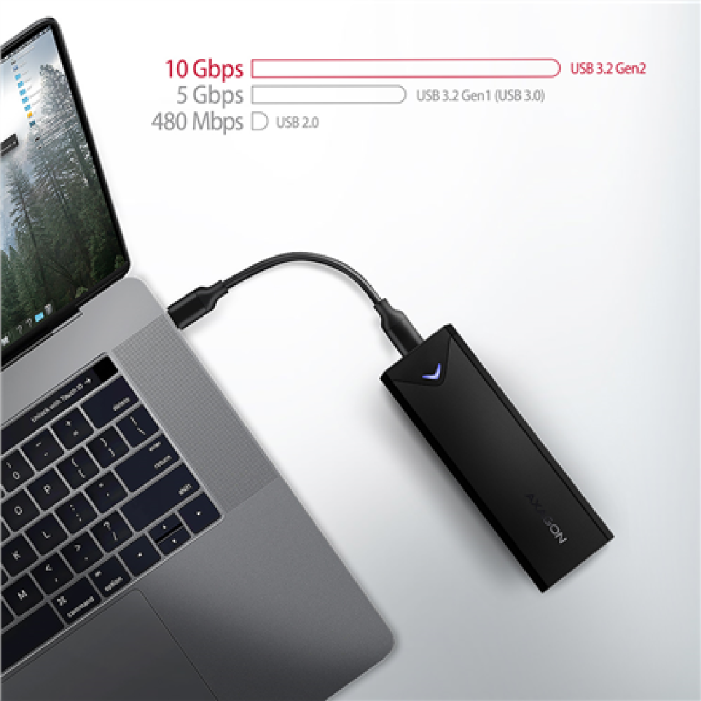 AXAGON External USB-C 10Gbps metal box for M.2 NVMe SSD disks , EEM2-UB2