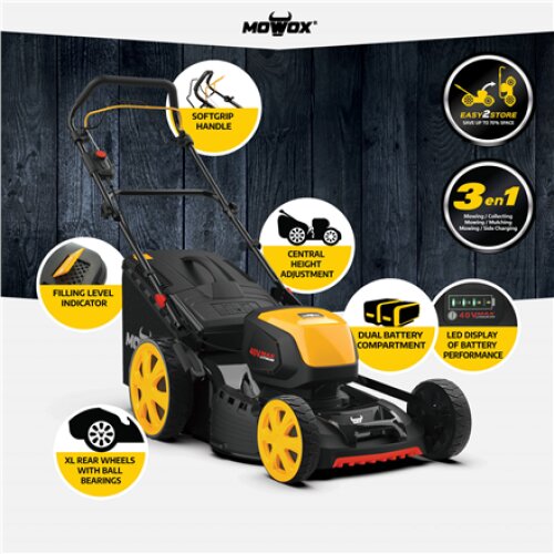 MoWox , 40V Comfort Series Cordless Lawnmower , EM 5140 SX-2Li , 4000 mAh , Battery and Charger included