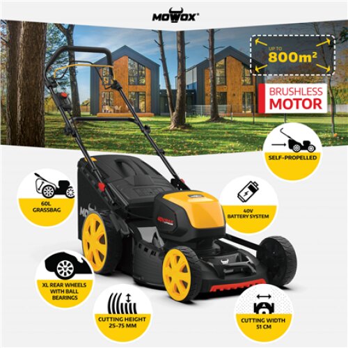 MoWox , 40V Comfort Series Cordless Lawnmower , EM 5140 SX-2Li , 4000 mAh , Battery and Charger included