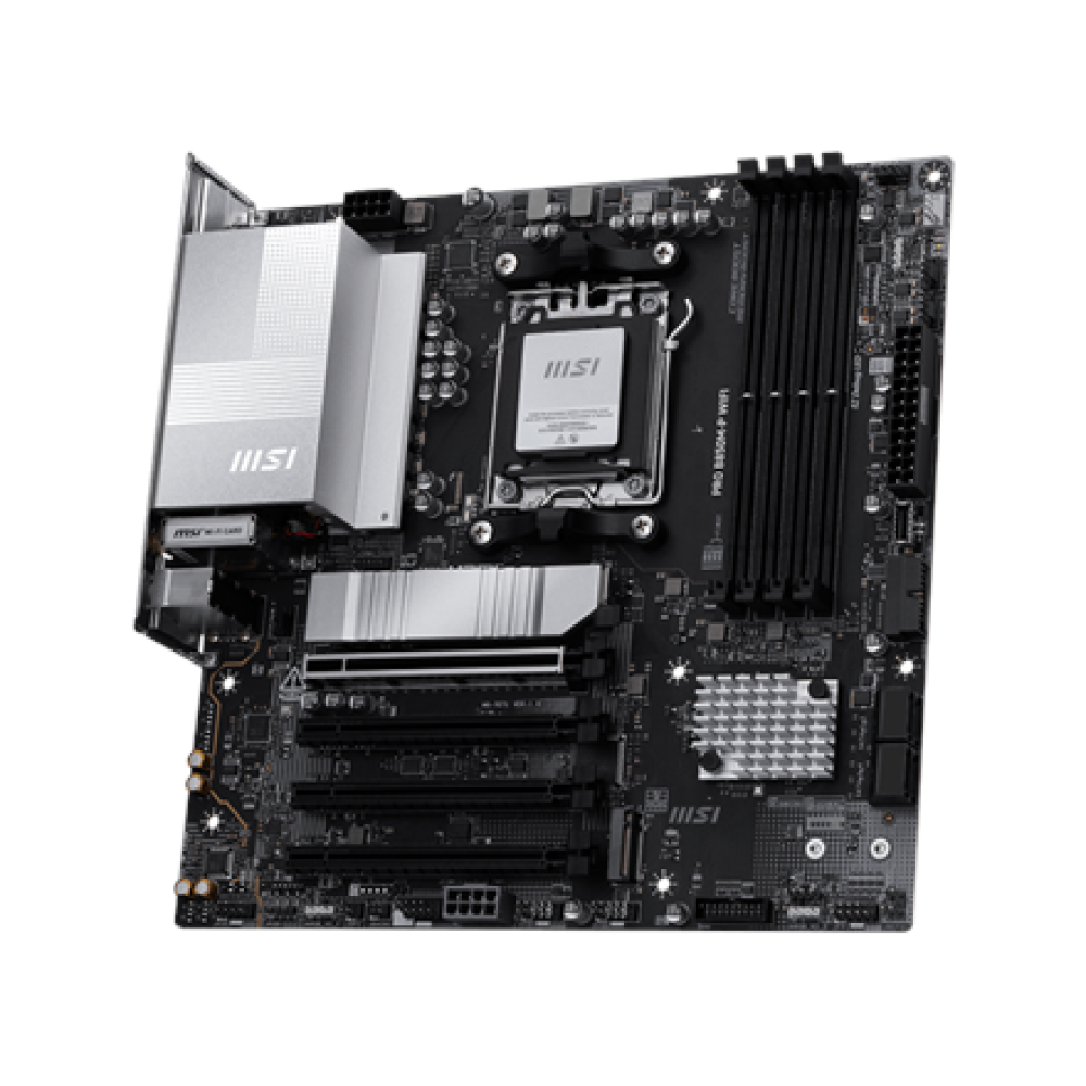 MSI PRO B850M-P WIFI , Processor family AMD B850 , Processor socket AM5 , DDR5 , Supported hard disk drive interfaces SATA, M.2 , Number of SATA connectors 4