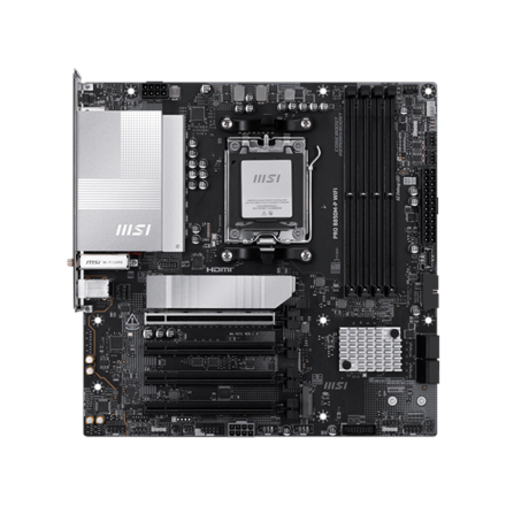 MSI PRO B850M-P WIFI , Processor family AMD B850 , Processor socket AM5 , DDR5 , Supported hard disk drive interfaces SATA, M.2 , Number of SATA connectors 4