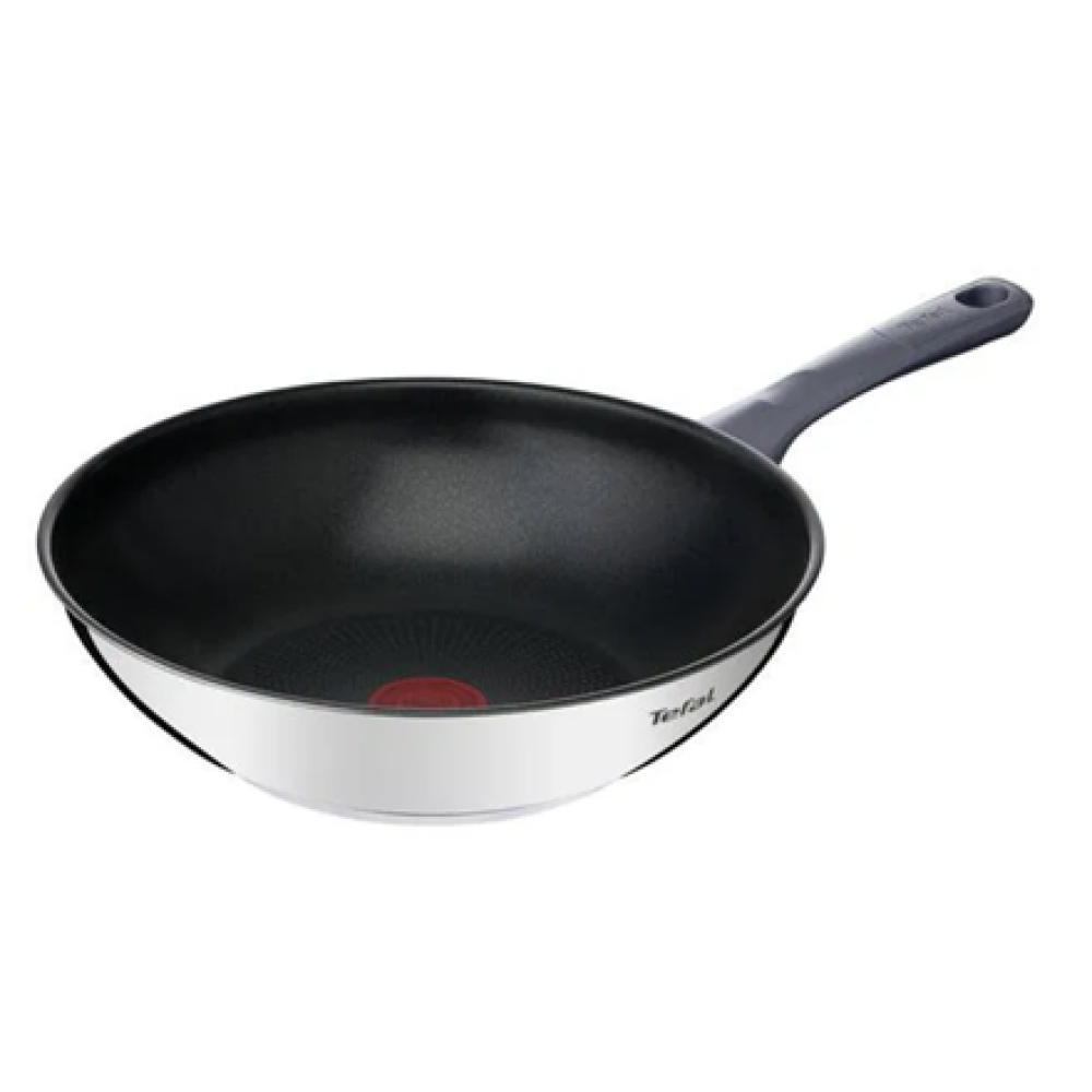 TEFAL Wok Pan , G7309955 Daily Cook , Wok , Diameter 28 cm , Suitable for induction hob , Lid included , Fixed handle , Grey