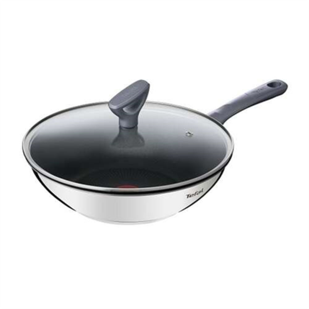 TEFAL Wok Pan , G7309955 Daily Cook , Wok , Diameter 28 cm , Suitable for induction hob , Lid included , Fixed handle , Grey