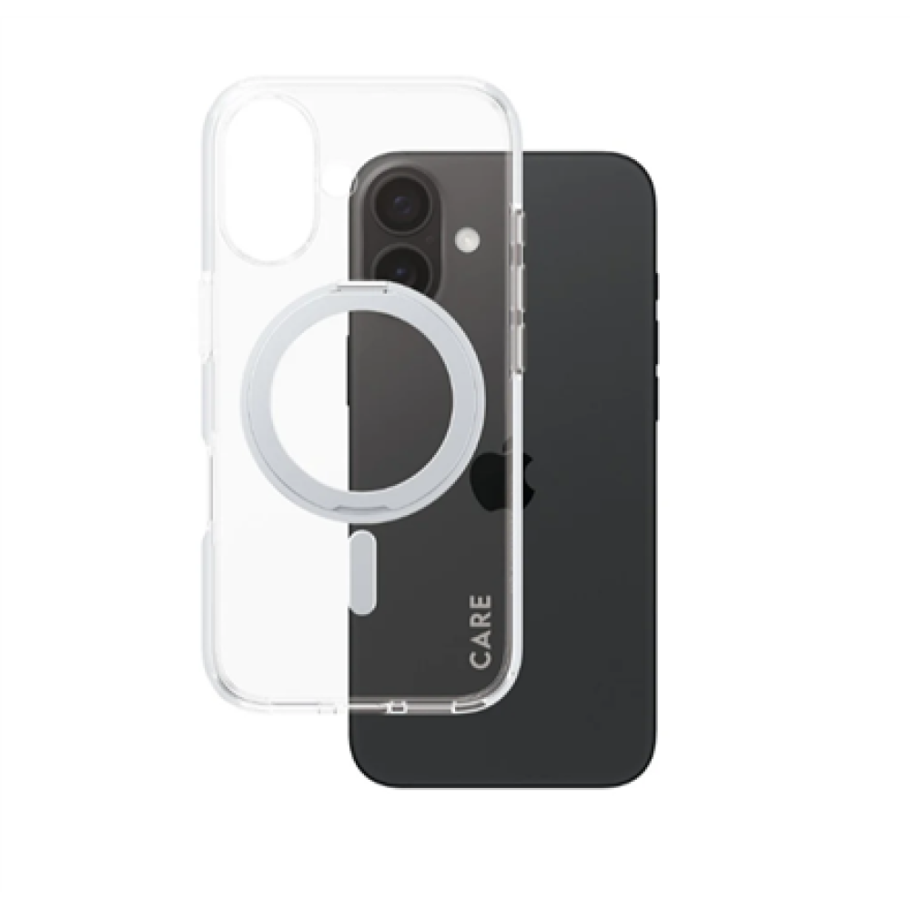 CARE Feature Case , Back cover , Apple , iPhone 16 , Recycled plastic , Silver , Kickstand & MagSafe