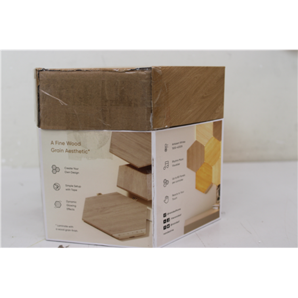 SALE OUT. Nanoleaf Elements Wood Look Hexagons Starter Kit (13 panels) , Cool White + Warm White , DAMAGED PACKAGING