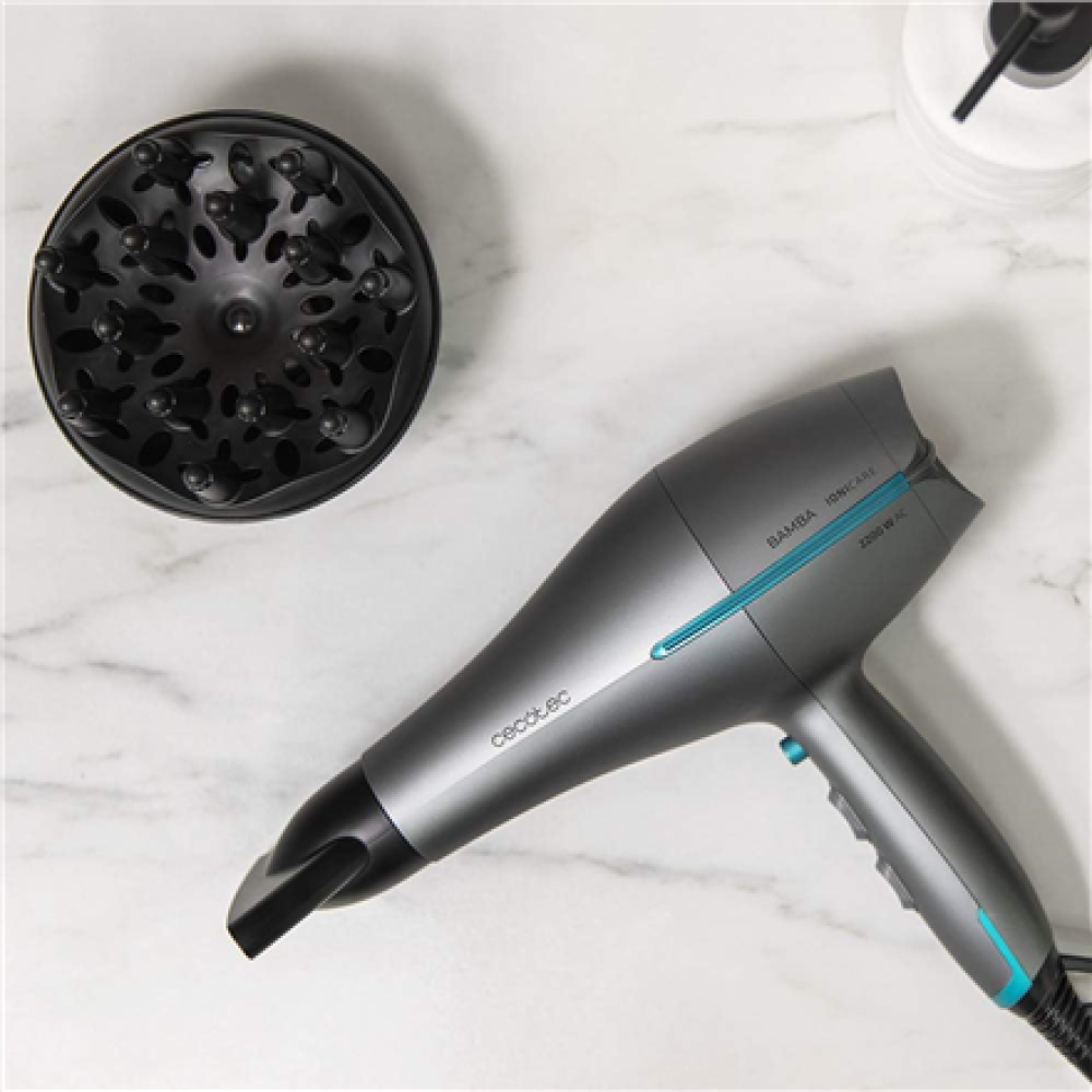 Cecotec Hair dryer , IoniCare 5300 Maxi Aura Black , 2200 W , Number of temperature settings 3 , Ionic function , Black/Grey , Diffuser nozzle