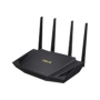 Wireless Wifi 6 Dual Band Gigabit Router , RT-AX58U , 802.11ax , 2402+574 Mbit/s , 10/100/1000 Mbit/s , Ethernet LAN (RJ-45) ports 4 , Mesh Support Yes , MU-MiMO Yes , No mobile broadband , Antenna type External