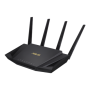 Wireless Wifi 6 Dual Band Gigabit Router , RT-AX58U , 802.11ax , 2402+574 Mbit/s , 10/100/1000 Mbit/s , Ethernet LAN (RJ-45) ports 4 , Mesh Support Yes , MU-MiMO Yes , No mobile broadband , Antenna type External