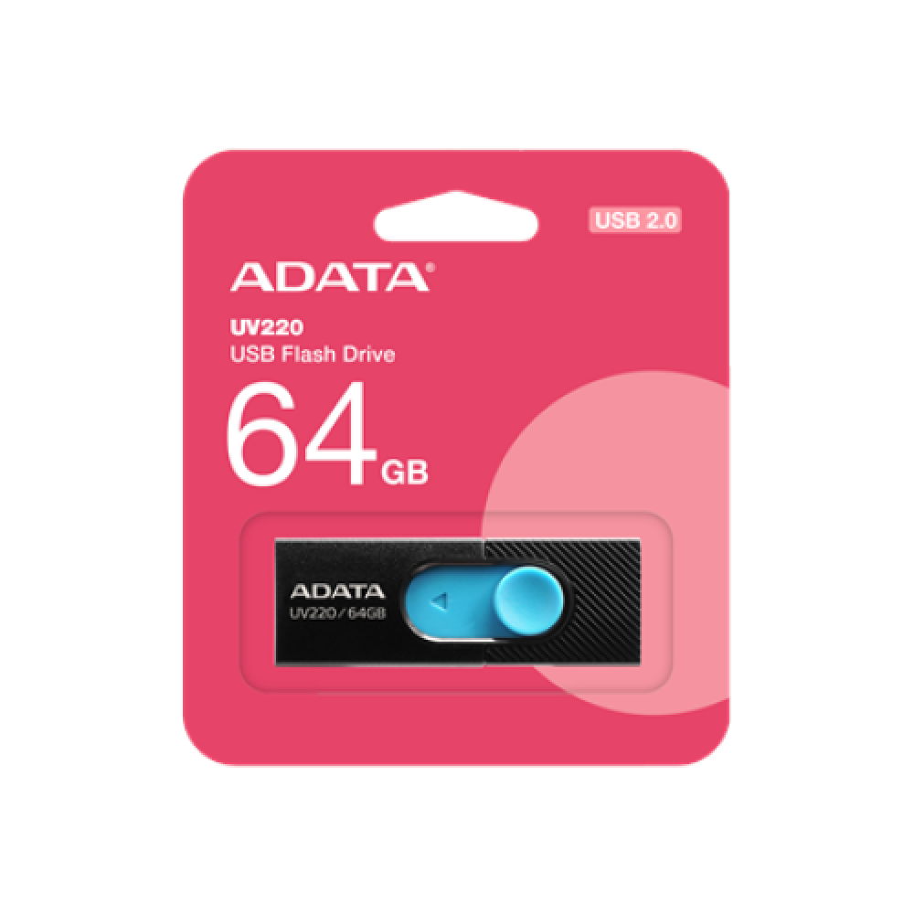 ADATA , USB Flash Drive , UV220 , 64 GB , USB Type-A , Black/Blue