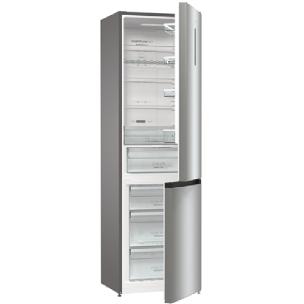 Gorenje , Refrigerator , NRK6202AXL4 , Energy efficiency class E , Free standing , Combi , Height 200 cm , No Frost system , Fridge net capacity 235 L , Freezer net capacity 96 L , Display , 38 dB , Stainless steel