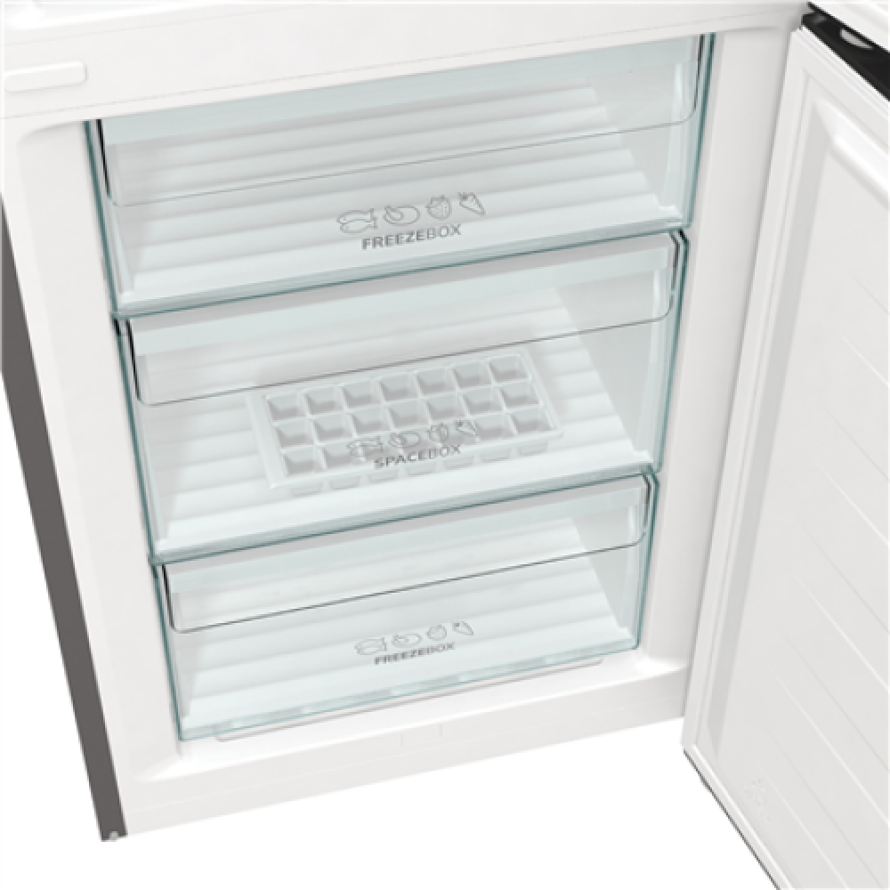 Gorenje , Refrigerator , NRK6202AXL4 , Energy efficiency class E , Free standing , Combi , Height 200 cm , No Frost system , Fridge net capacity 235 L , Freezer net capacity 96 L , Display , 38 dB , Stainless steel