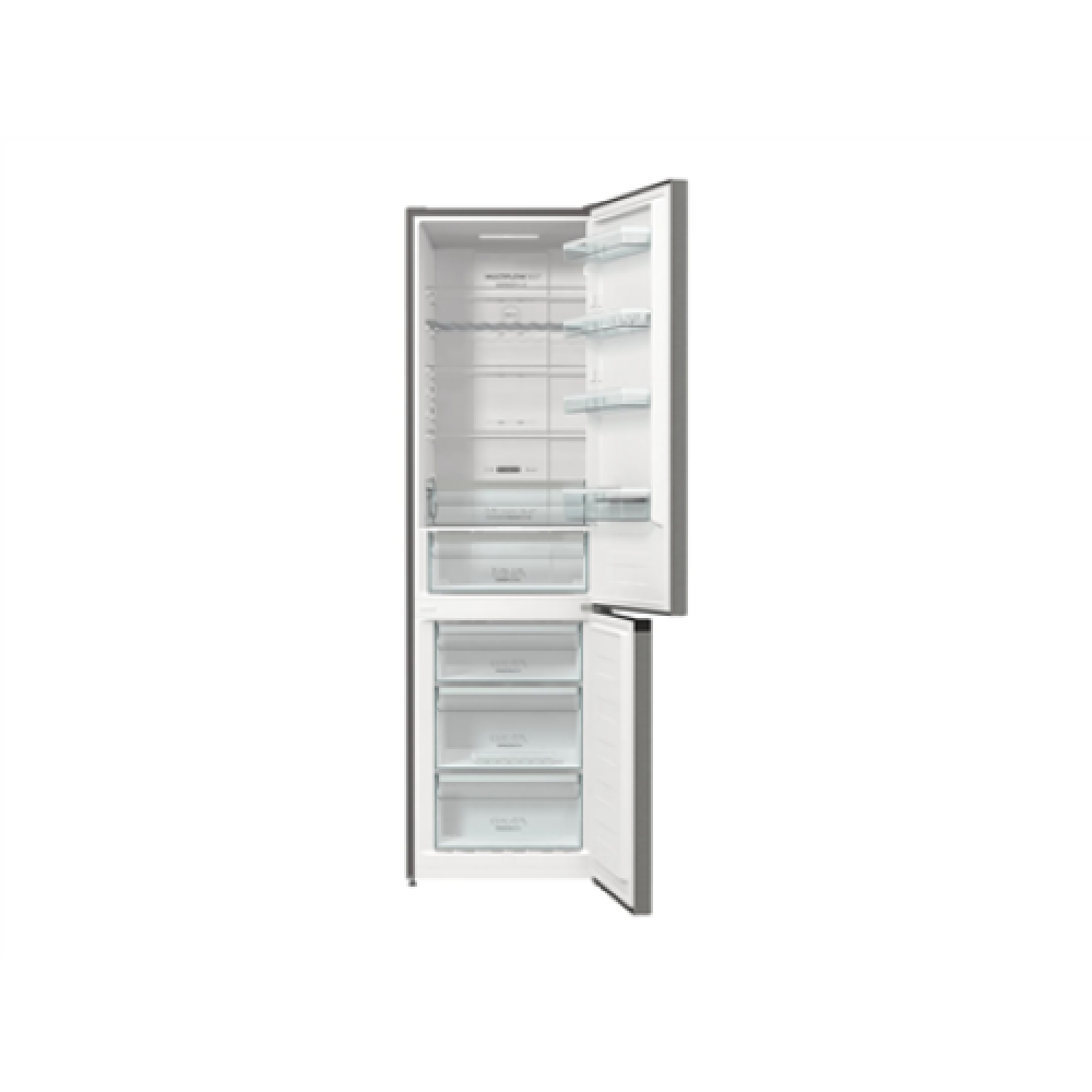 Gorenje , Refrigerator , NRK6202AXL4 , Energy efficiency class E , Free standing , Combi , Height 200 cm , No Frost system , Fridge net capacity 235 L , Freezer net capacity 96 L , Display , 38 dB , Stainless steel
