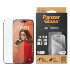 PanzerGlass , Screen protector , Apple , iPhone 15 Pro , Glass , Clear , Easy installation; Fingerprint resistant; Anti-yellowing , Ultra-Wide Fit