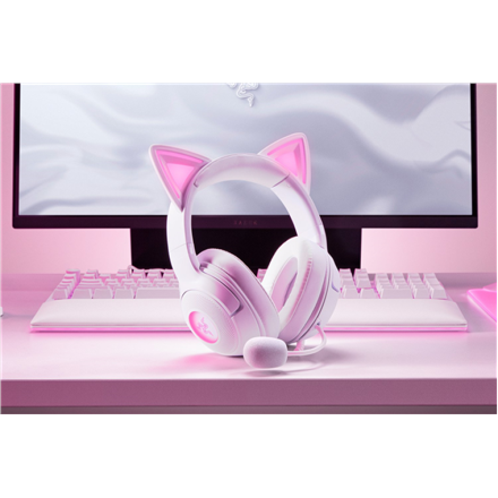 Razer Headset , Kraken Kitty V2 , Wired , Over-ear , Microphone , Noise canceling , White
