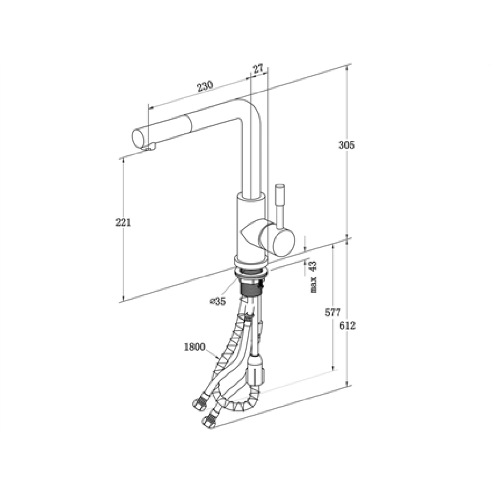 Villeroy&Boch , Steel Shower Anthracite High Pressure Faucet