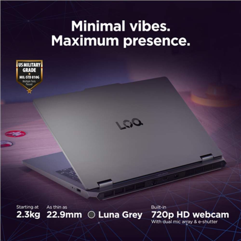 Lenovo LOQ Essential 15IRX11 , Luna Grey , 15.6 , IPS , FHD , 1920 x 1080 pixels , Anti-glare , Intel Core i5 , i5-13450HX , 16 GB , SO-DIMM DDR5 , Solid-state drive capacity 512 GB , NVIDIA GeForce RTX 5060 , GDDR7 , 8 GB , Windows 11 Home , 802.11ax , B