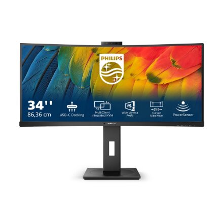 Philips , Curved Monitor , 34B1U5600CH/00 , 34 , VA , WQHD , 21:9 , 120 Hz , 4 ms , 3440 x 1440 , 350 cd/m² , HDMI ports quantity 1 , Black
