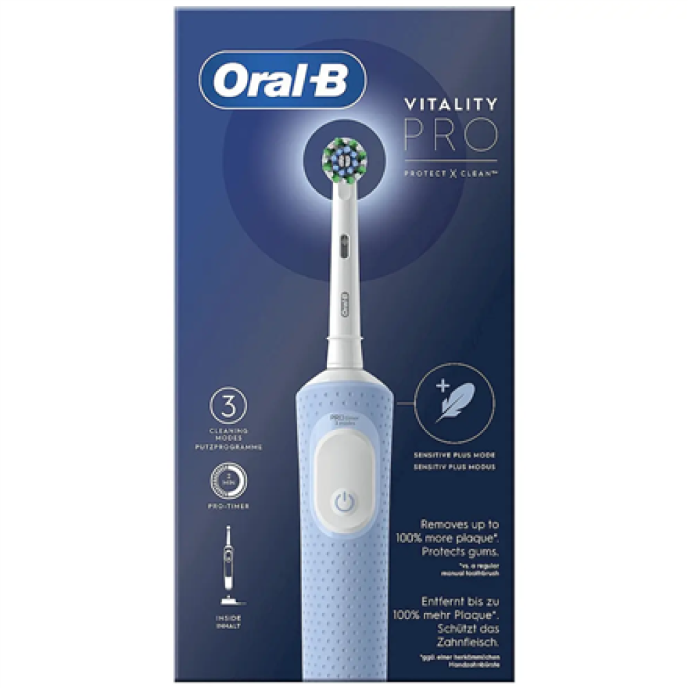 Oral-B , Electric Toothbrush , Vitality Pro , Rechargeable , For adults , Number of brush heads included 1 , Number of teeth brushing modes 3 , Blue