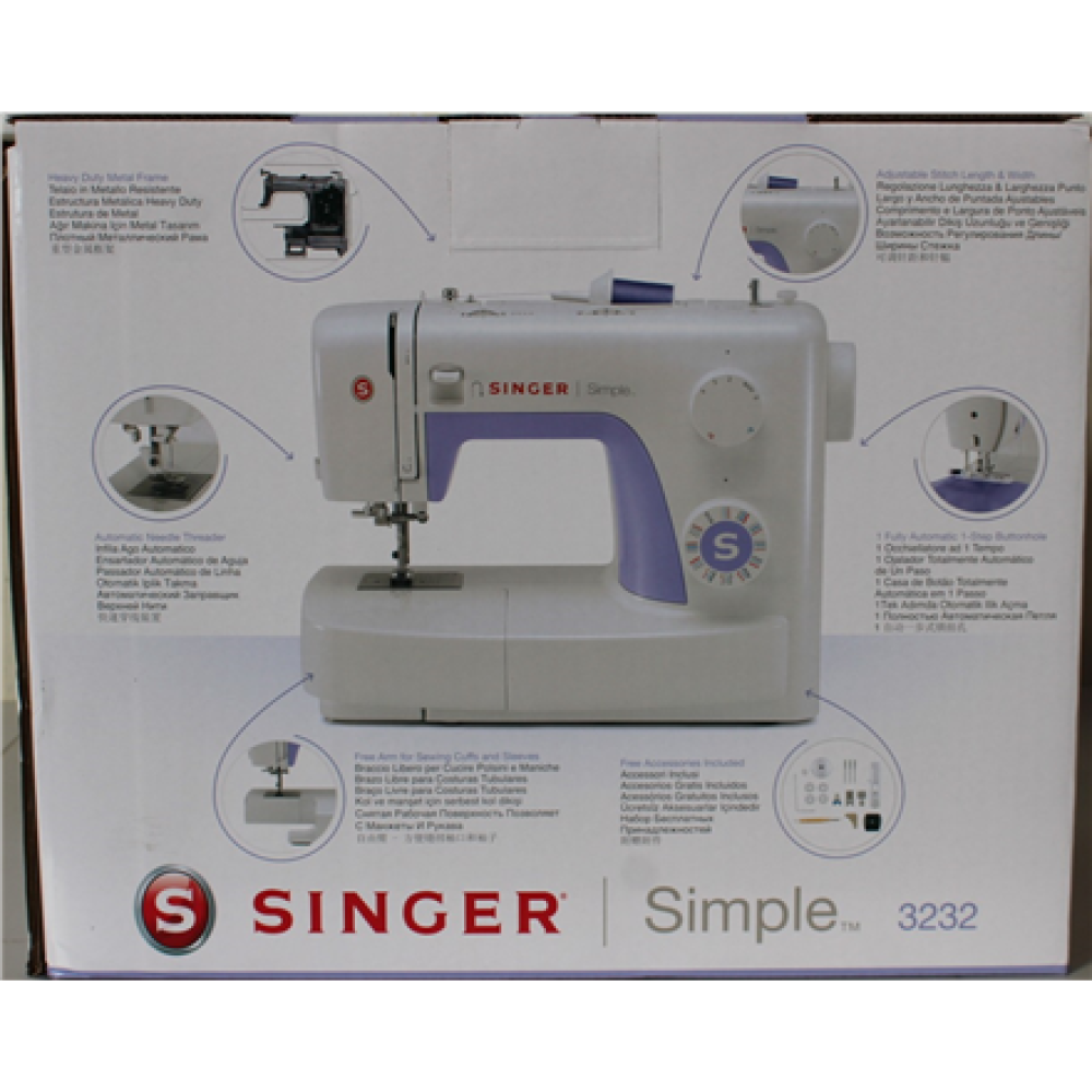 SALE OUT. Singer , Sewing Machine , Simple 3232 , Number of stitches 32 , Number of buttonholes 1 , White , DAMAGED PACKAGING