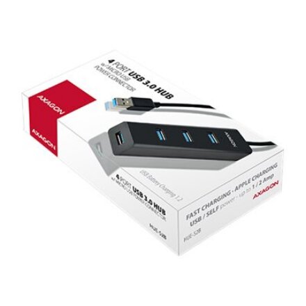AXAGON Four-port USB 3.0 hub with fast charging and power support , HUE-S2B