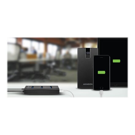 AXAGON Four-port USB 3.0 hub with fast charging and power support , HUE-S2B