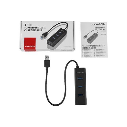 AXAGON Four-port USB 3.0 hub with fast charging and power support , HUE-S2B