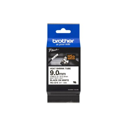 Brother , Heat shrink tube tape HSe-221E , Black on White