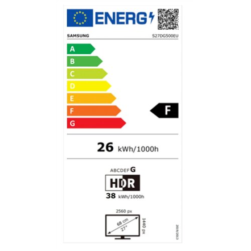 Samsung , LS27DG500EUXEN , 27 , IPS , QHD , 16:9 , 180 Hz , 1 ms , 2560 x 1440 pixels , HDMI ports quantity 1 , Black