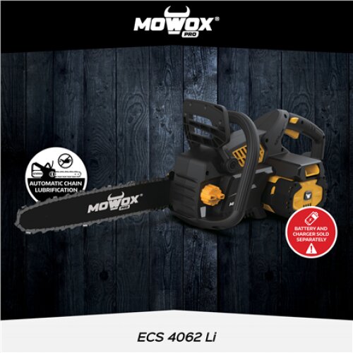 MoWox , Excel Series Hand Held Battery Chain Saw With Toolless Saw Chain Tension System (Without Battery and Charger) , ECS 4062 Li , 62 V , Lithium-ion technology