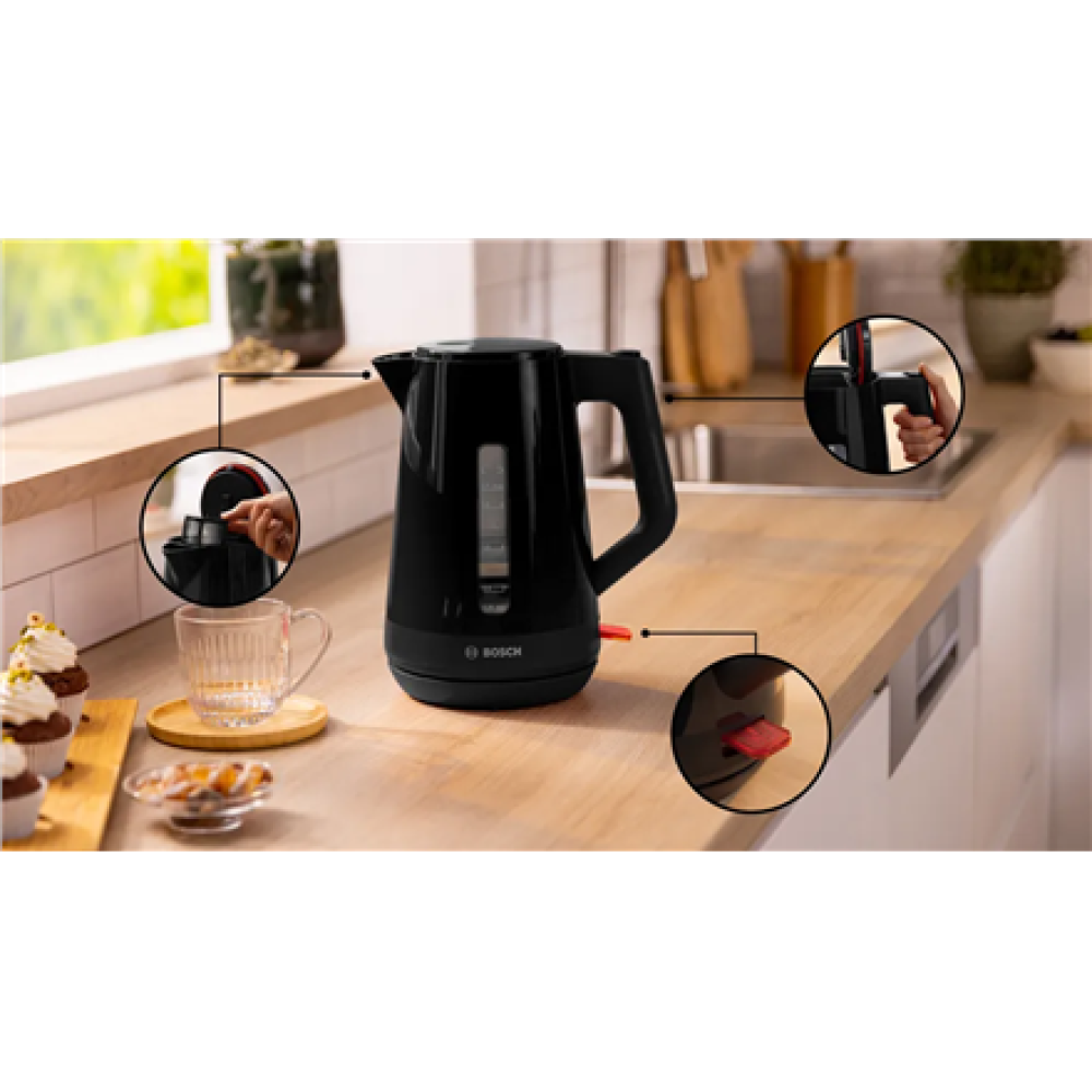 Bosch Kettle , TWK1M123 , Electric , 2400 W , 1.7 L , Plastic , 360° rotational base , Black