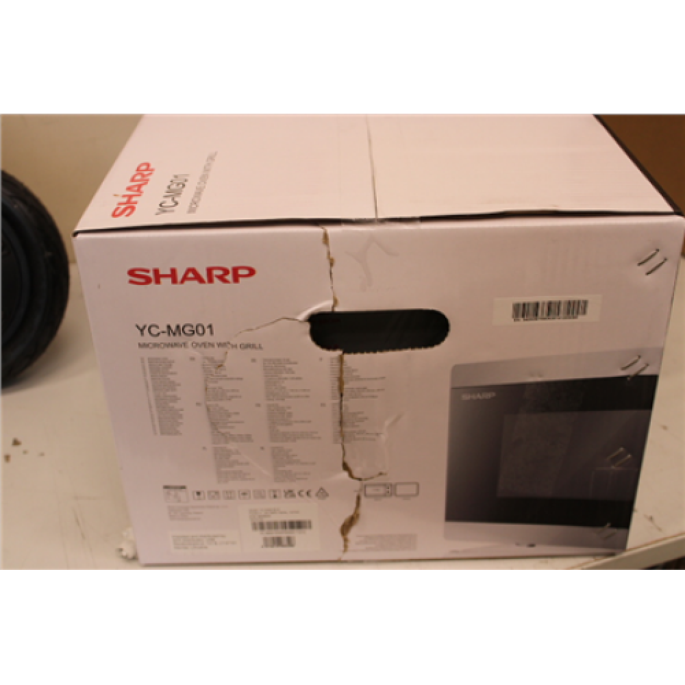 SALE OUT. Sharp YC-MG01E-S Microwave Oven with Grill, 20 L capacity, Silver Sharp Microwave Oven with Grill YC-MG01E-S Free standing 800 W Grill Silver DAMAGED PACKAGING