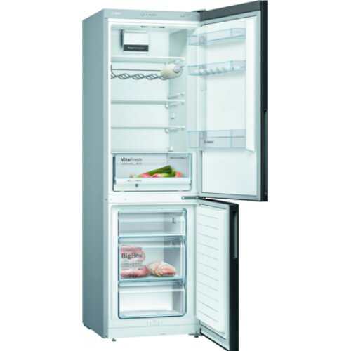 Bosch , Refrigerator , KGV36VBEAS , Energy efficiency class E , Free standing , Combi , Height 186 cm , Fridge net capacity 214 L , Freezer net capacity 94 L , 39 dB , Black