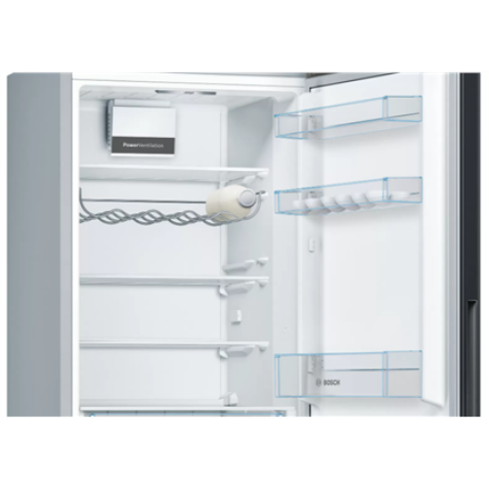 Bosch , Refrigerator , KGV36VBEAS , Energy efficiency class E , Free standing , Combi , Height 186 cm , Fridge net capacity 214 L , Freezer net capacity 94 L , 39 dB , Black