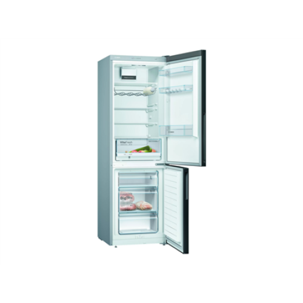 Bosch , Refrigerator , KGV36VBEAS , Energy efficiency class E , Free standing , Combi , Height 186 cm , Fridge net capacity 214 L , Freezer net capacity 94 L , 39 dB , Black